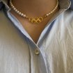 Gold plated Olympic pearl necklace