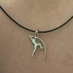 Athletics pole vault pendant on wax cord