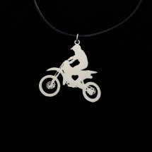 Motorcrosser aan zwarte ketting armband