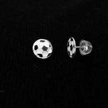 Zilveren voetbaloorbellen zwart wit armband
