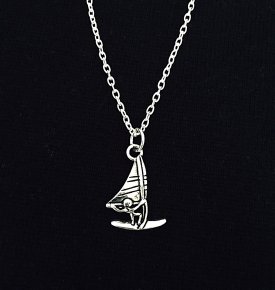Jewels Obsession Wind Surfing Pendant Sterling Silver 30mm Wind Surfing with 7.5 Charm Bracelet 