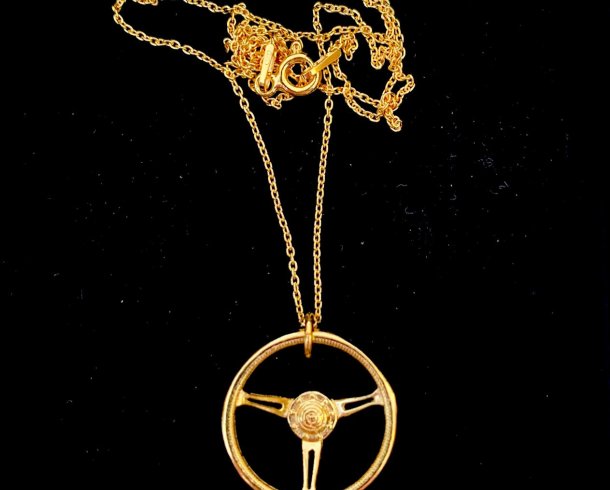 18k Gold Bike Wheel Charm